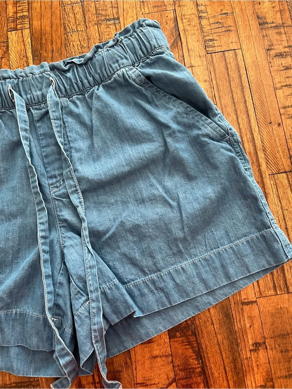 LOFT Outlet Light Blue Drawstring Denim-Style Women's Shorts